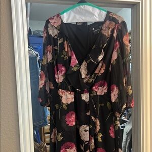 Floral Black and Pink Women's Dress